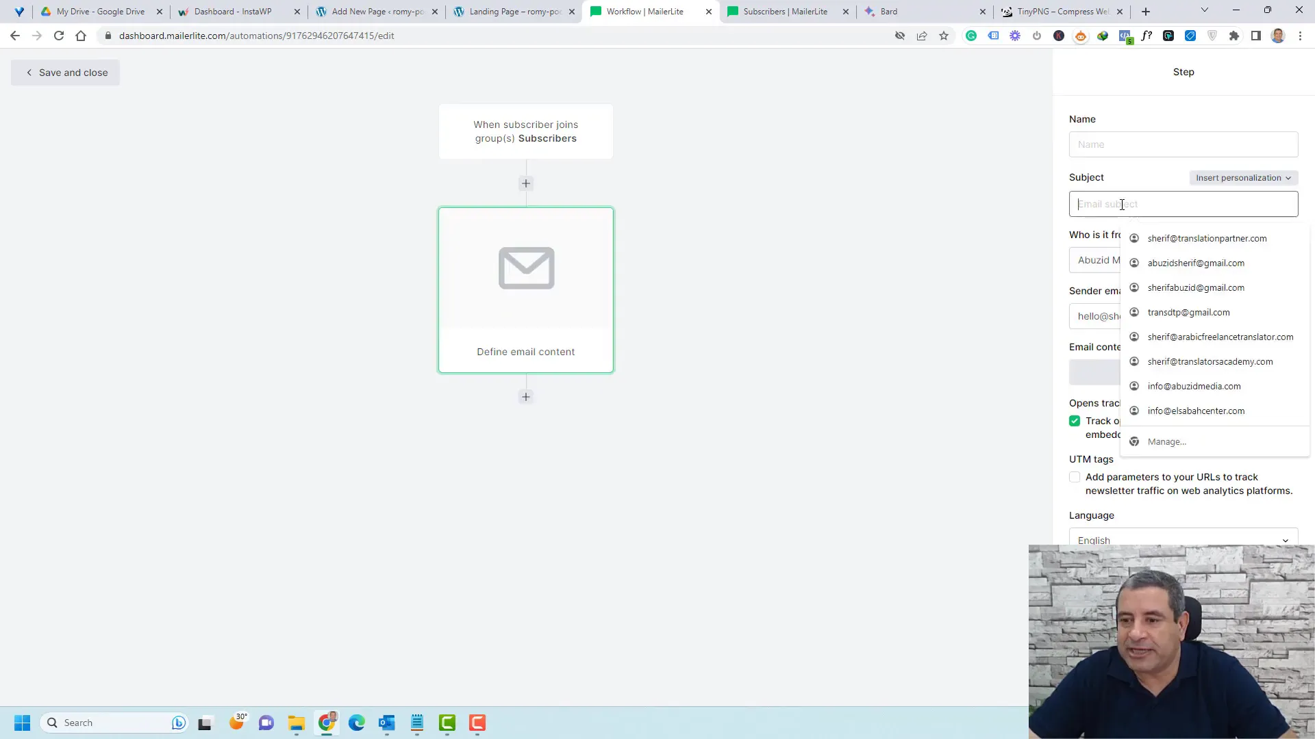 Designing the email in MailerLite