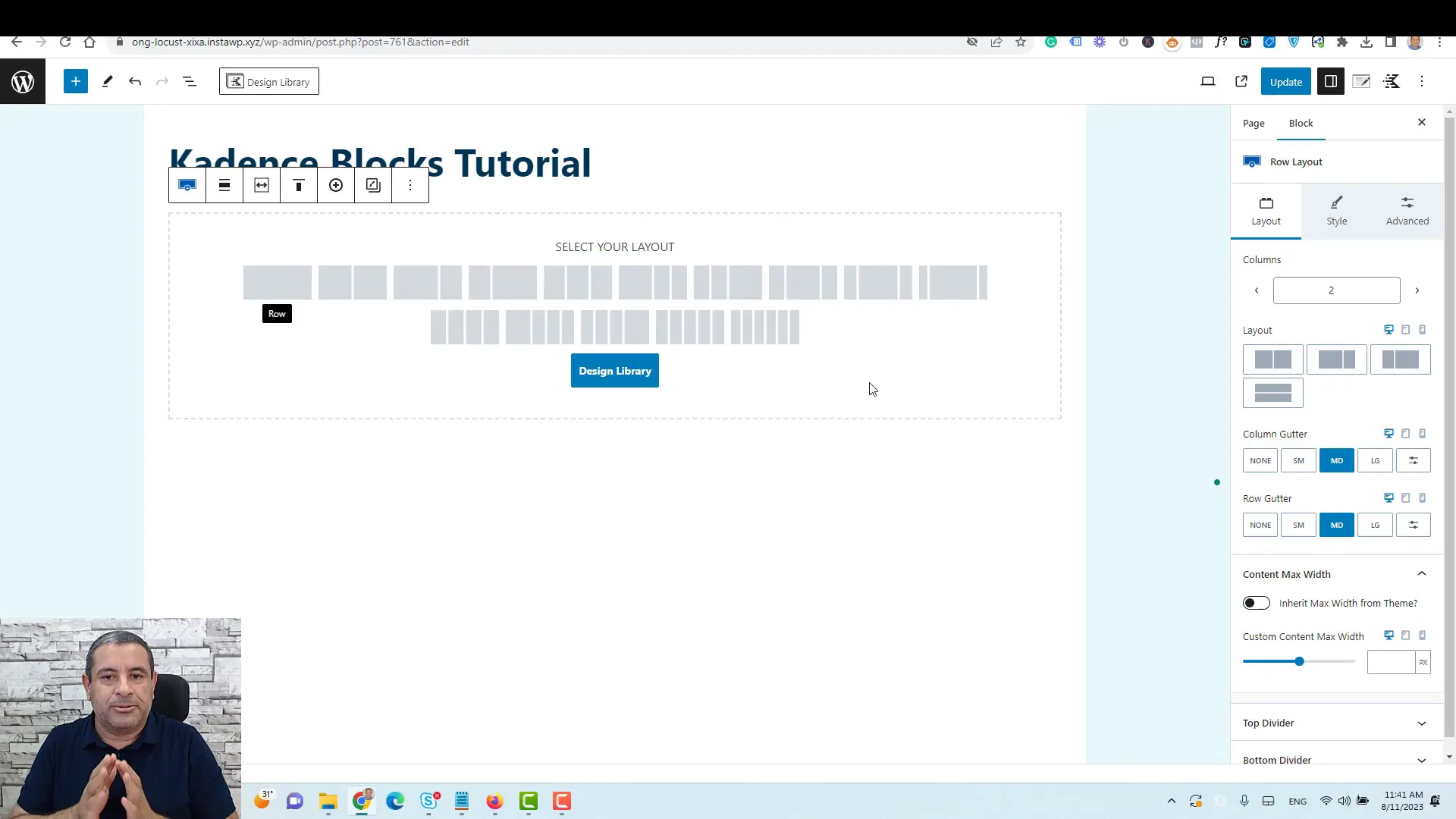 Creating a two column row layout