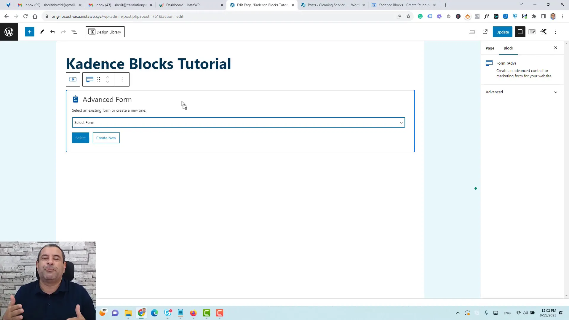 Adding different field types to a form