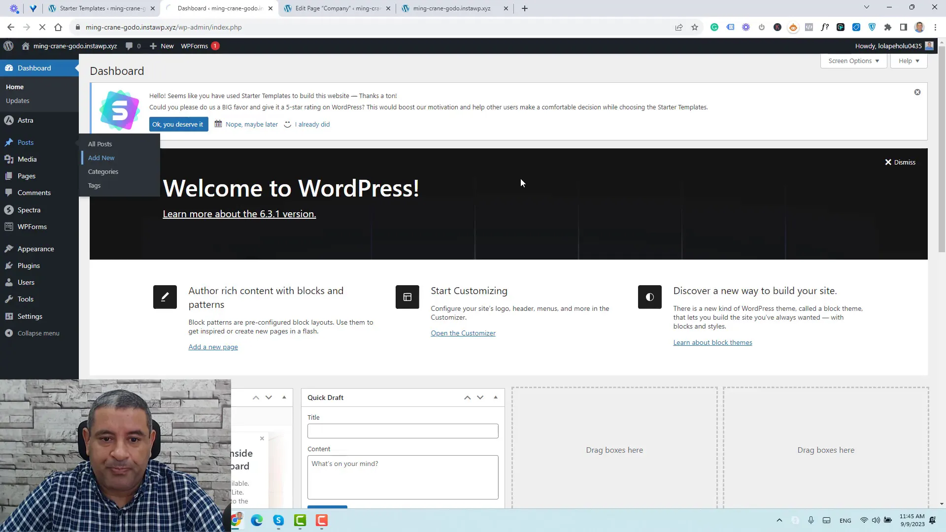 Creating a blog post in Astra theme