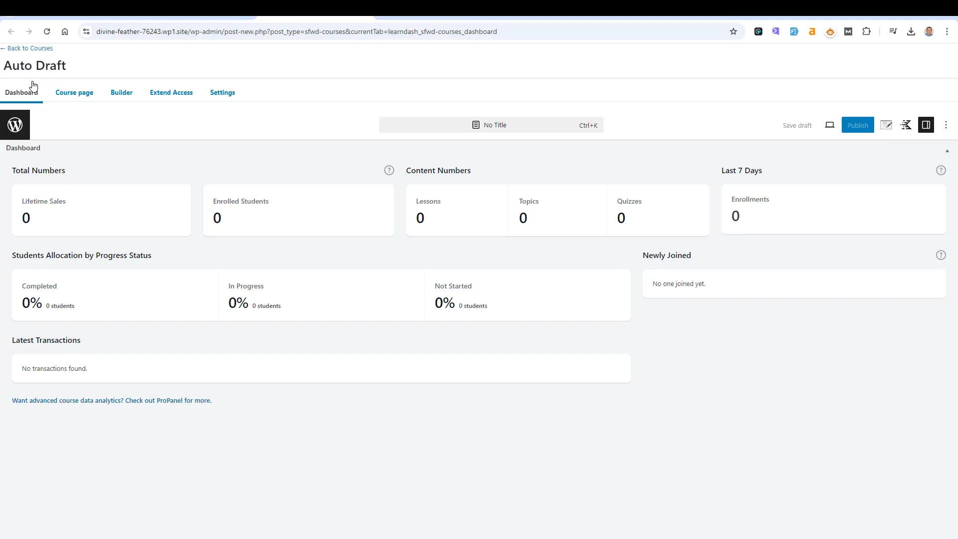 Overview of course performance metrics