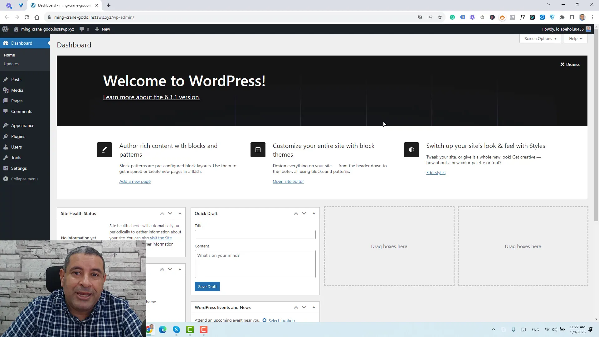 Installing the Astra theme in WordPress