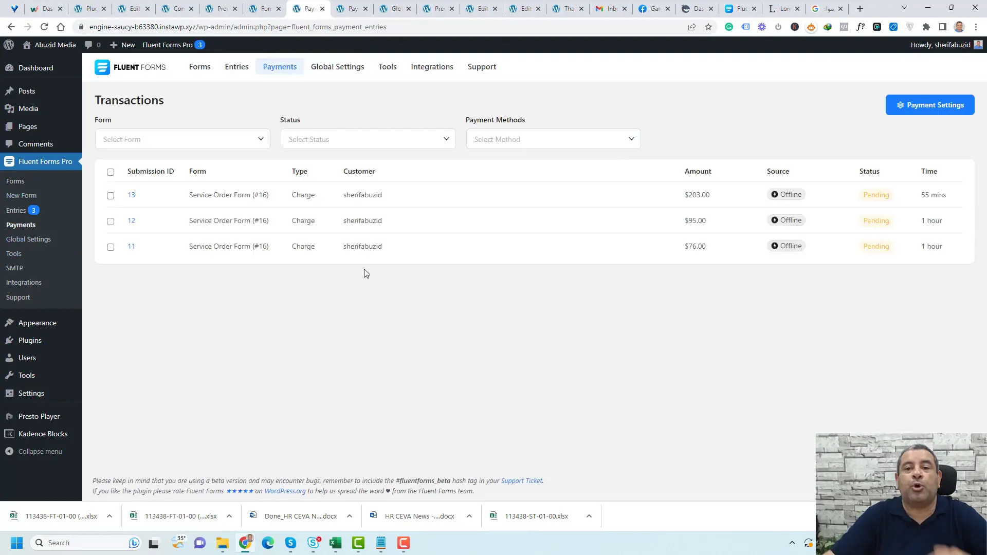 Managing payments and entries in Fluent Forms