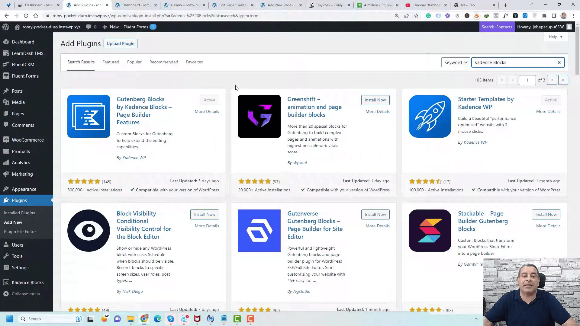 Installing Kadence Blocks Plugin